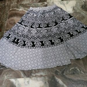 Black White Cotton Skirt.