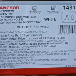 20A SWITCH, 6A/16A SOCKET, 240V 1 PCS