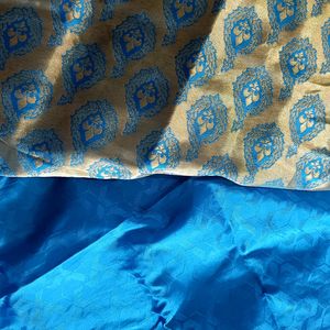 Navy Blue And Golden Border Saree