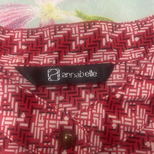 Annabelle Red Full Sleeves Patterned Shirt