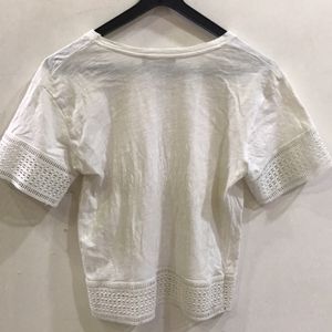 White Semi Lace Top For Women