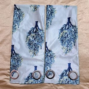 Cortina Set Of 2 Light Blue Floral Door Curtains