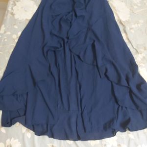 blue chiffon skirt trouser