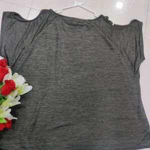 Girls Grey Cut Shoulder Top