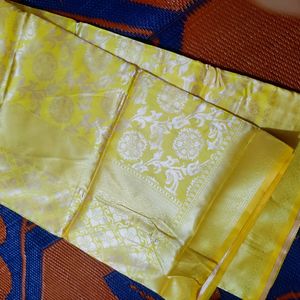 Lime Green Banarasi Silk Saree