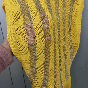 See-through Yellow Woolen Top