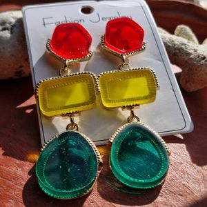 Coloured Glasses Layered Earrings