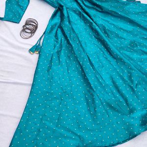 Inddus Teal Blue Anarkali Kurti