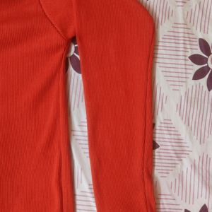 One Shoulder Down Red Knitted Vest Top