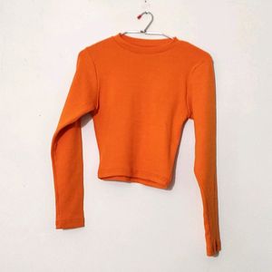 Aahwan Orange Solid Slim Fit Tshirt Women