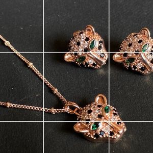 ROSEGOLD ANTITARNISH PENDANT SET WITH EARRINGS