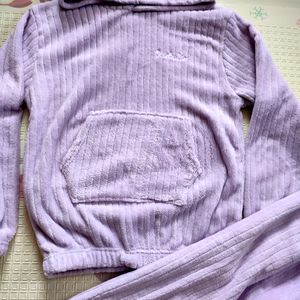 Lavender Fleece Hoodie And Joggers Set/ Coord Set