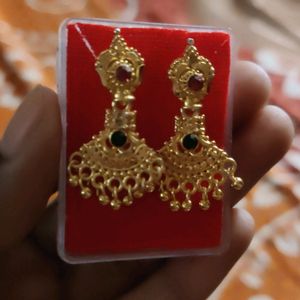 One Gram Gold Plated Earring And Lakshmi Pendent