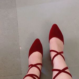 Velvet Red Maroonish Heels