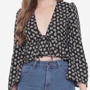 Printed V Neck Crop Top