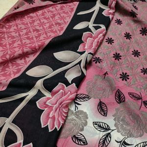 Black With Pink Flowers Saree