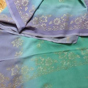 Sea Green- Purple Colour Daily Wear Saree