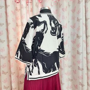 Black And White Abstract Print Top