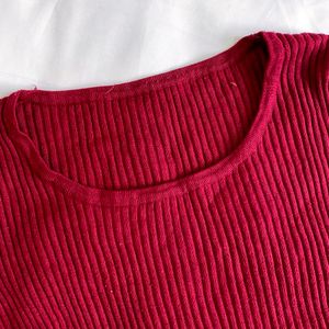 Pinterest Y2k Red Knitted Ribbed Pullover Top