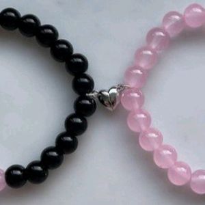 Matching Black And Pink Bracelet