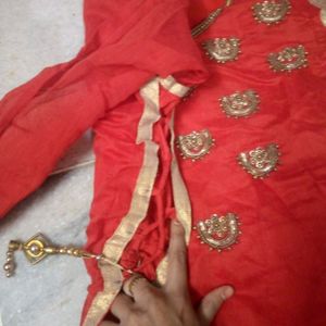 A Line Red Anarkli Kurta