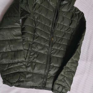 Only Brand Women Olive Green Quilted Puffer Jacket