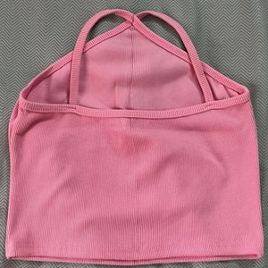 HOT PINK HALTER NECK TANK TOP