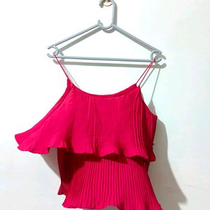 Tokyo Talkies Fuchsia pink Pleated Tiered Top