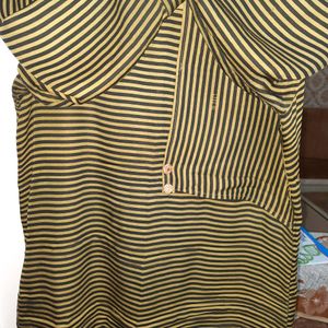 Yellow Stripes  Fited Kurti