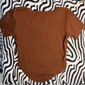 Brown Fitted Casual Top