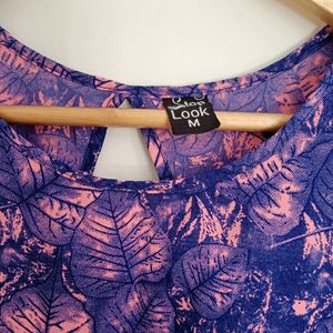 Pink Leaf Print Top