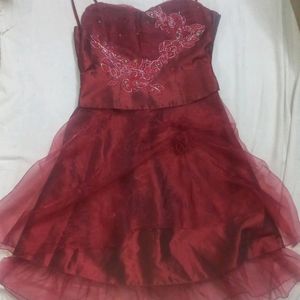 Red Embllieshed Flare Backless Dress You Can Pair It Up With Matching Lace