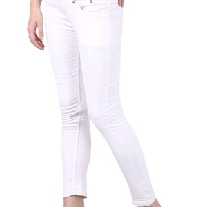 MODDY Women's White Slim Fit 5 Button Stretchable