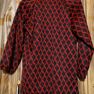 Black/Red Printed Polyester Blazer