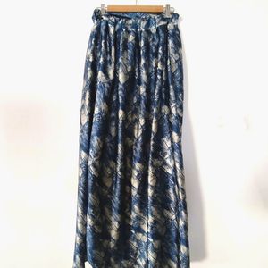 Printed Maxi Skirt - Blue And White