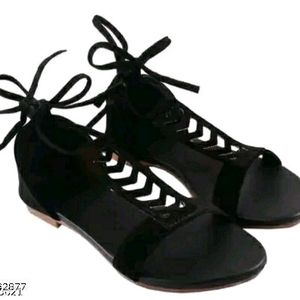 Tie Up Black Flat