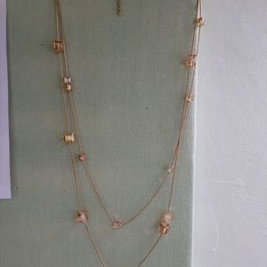 Long Korean Necklace With Gem Detailing