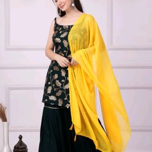 Kurti And Sharara Dupatta Set