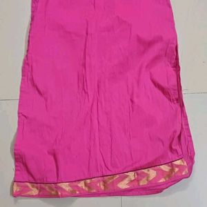 Pink Cotton Printed Kurti