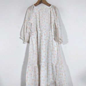 Off White Floral Print Dress (Girl's)