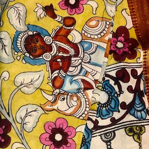 New Pure Penkalamkari Silk Dupatta