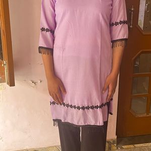 Lavender Kurti With Lace