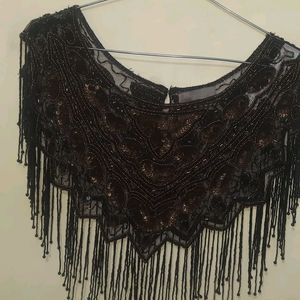 Black Golden Brown Beads Short Shrug PONCHU