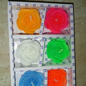 Rose Flower Floatting Candles 6 Multi Colour Diya