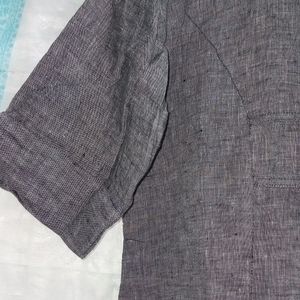 Grey Cotton Kurta High Neck