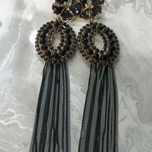 Black Chain Unique Earring