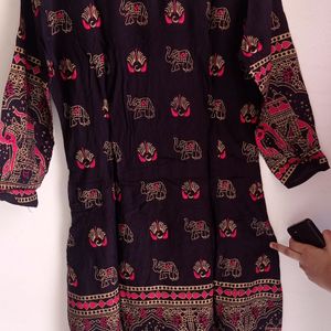 Black Printed Kurta