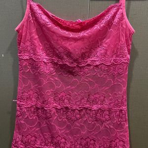 Pink Sheer Lace Camisole