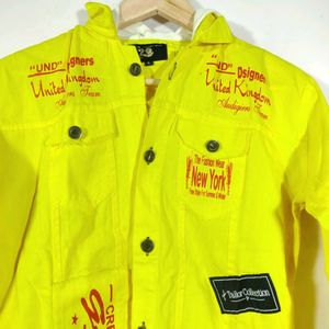 Yellow Printed Full Sleeves Hoodie Jacket (Men's)