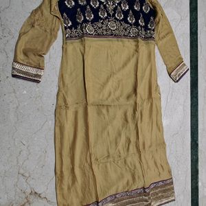 Beige and Blue Zardozi Work Kurta Set